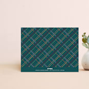 "Winter Plaid Thank You Card" - Personalized Stationery in Teal by Amber Barkley - Back of Card