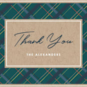"Winter Plaid Thank You Card" - Personalized Stationery in Teal by Amber Barkley - Close-Up