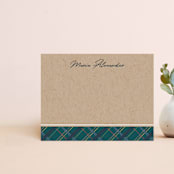 "Winter Plaid Stationery" - Personalized Stationery in Teal by Amber Barkley - Front