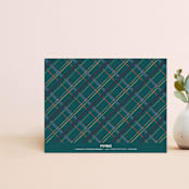 "Winter Plaid Stationery" - Personalized Stationery in Teal by Amber Barkley - Back of Card