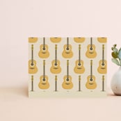 "Acoustic Guitar" - Personalized Stationery in Sand by Lisa Travis - Back of Card