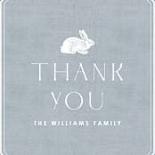 "Vintage Bunny Thank You Card" - Personalized Stationery in Chambray by Amber Barkley - Close-Up
