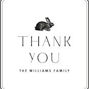 "Vintage Bunny Frame Thank You Card" - Personalized Stationery in Onyx by Amber Barkley - Close-Up