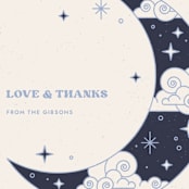 "Give You the Moon Thank You Card" - Personalized Stationery in Sky by Amber Barkley - Close-Up
