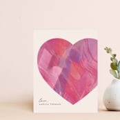 "Painterly Heart Note Card" - Personalized Stationery in Magenta by Amber Barkley - Front
