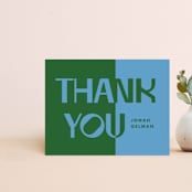 "Tonal Thanks" - Personalized Stationery in Kelly Green by Jennifer Lew - Front