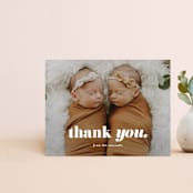 "Oh Baby Baby - Landscape" - Personalized Stationery in Cloud by Alexandra Cohn - Front