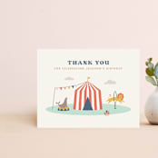 "Off to Join the Circus Thank You Card" - Personalized Stationery in Navy by Amber Barkley - Front