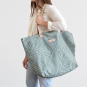 "Line Wrap" - Carry-All Slouch Tote in Cactus by Michelle Taylor - On Model