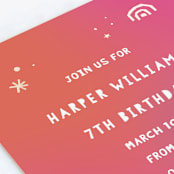 "bright sparkle" - Children's Birthday Party Invitations in Fruit Punch by Rebecca Durflinger - Close-Up