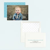 "It's Party Time!" - Children's Birthday Party Invitations in Gold by Chasity Smith - Assembled