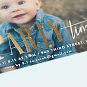 "It's Party Time!" - Children's Birthday Party Invitations in Gold by Chasity Smith - Close-Up