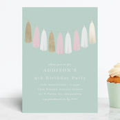 "Gilded Garland" - Children's Birthday Party Invitations in Peppermint by Angela Thompson - Front