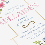 "Simply Sweet One" - Children's Birthday Party Invitations in Gold by JeAnna Casper - Close-Up