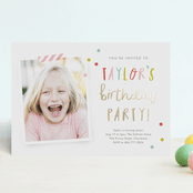 "Confetti bash" - Children's Birthday Party Invitations in Bubblegum by Stacey Meacham - Front
