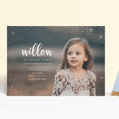 "Snowfall" - Children's Birthday Party Invitations in Gold by Lorent and Leif - Front