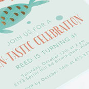 "FIN-TASTIC CELEBRATION" - Children's Birthday Party Invitations in Papaya by Hallie Fischer - Close-Up