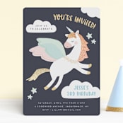 "Magical Pegasus" - Children's Birthday Party Invitations in Azure by peetie design - Front