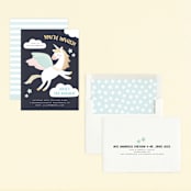 "Magical Pegasus" - Children's Birthday Party Invitations in Azure by peetie design - Assembled