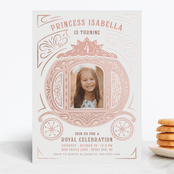 "Princess Carriage" - Children's Birthday Party Invitations in Ballerian Pink by Paper Sun Studio - Front