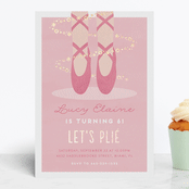 "Let's Plie" - Children's Birthday Party Invitations in Bubblegum by Jen Banks - Front