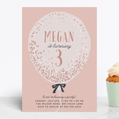 "Confetti Balloon" - Children's Birthday Party Invitations in Dusty Rose by Cass Loh - Front