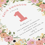 "Flower Crown Party" - Children's Birthday Party Invitations in Papaya by Susan Moyal - Close-Up