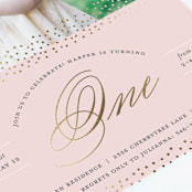 "Elegant First Birthday" - Children's Birthday Party Invitations in Blush by Brandy Folse - Close-Up