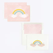 "Sparkly Rainbow" - Children's Birthday Party Invitations in Peach by Angela Thompson - Assembled