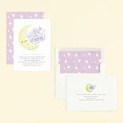 "Over the Moon" - Children's Birthday Party Invitations in Lavender by Itsy Belle Studio - Assembled