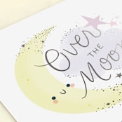 "Over the Moon" - Children's Birthday Party Invitations in Lavender by Itsy Belle Studio - Close-Up