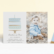"Brushed Cake" - Children's Birthday Party Invitations in Sky by Oma N. Ramkhelawan - Front