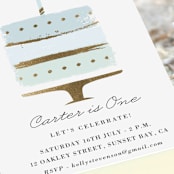 "Brushed Cake" - Children's Birthday Party Invitations in Sky by Oma N. Ramkhelawan - Close-Up