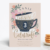 "Tea Party Cups" - Children's Birthday Party Invitations in Vanilla by Alethea and Ruth - Front