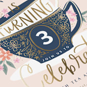 "Tea Party Cups" - Children's Birthday Party Invitations in Vanilla by Alethea and Ruth - Close-Up