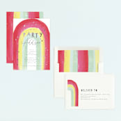 "Sparkling Rainbow" - Children's Birthday Party Invitations in Fruit Punch by Rebecca Durflinger - Assembled