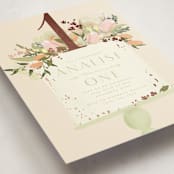 "Tulip Topper" - Children's Birthday Party Invitations in Peaches by Grace Kreinbrink - Close-Up