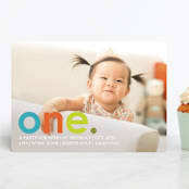"Colorful One" - Children's Birthday Party Invitations in Teal by Denise Malacrea - Front