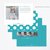 "Colorful One" - Children's Birthday Party Invitations in Teal by Denise Malacrea - Back of Card Options