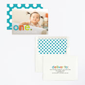 "Colorful One" - Children's Birthday Party Invitations in Teal by Denise Malacrea - Assembled