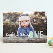 "Bright Future" - Children's Birthday Party Invitations in Cool Mint by Annie Clark - Front
