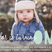 "Bright Future" - Children's Birthday Party Invitations in Cool Mint by Annie Clark - Detail