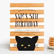"Striped Cat" - Children's Birthday Party Invitations in Candy Corn by Haley McCoy - Front