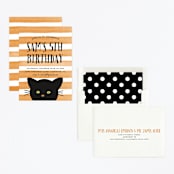 "Striped Cat" - Children's Birthday Party Invitations in Candy Corn by Haley McCoy - Assembled