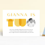 "mod two" - Children's Birthday Party Invitations in Buttercup by Lori Wemple - Front