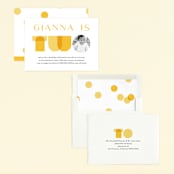 "mod two" - Children's Birthday Party Invitations in Buttercup by Lori Wemple - Assembled