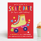 "Skate Date" - Children's Birthday Party Invitations in Ruby by Krista Messer - Front