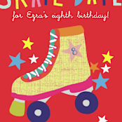 "Skate Date" - Children's Birthday Party Invitations in Ruby by Krista Messer - Detail