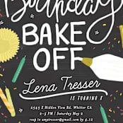 "Birthday Bake Off" - Children's Birthday Party Invitations in Chalkboard by Shiny Penny Studio - Detail