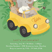 "birthday safari" - Children's Birthday Party Invitations in Grasshopper by Jennifer Wick - Detail